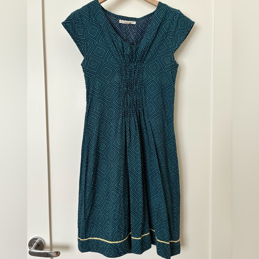 Mata Traders Teal and Navy Dress with Geometric Designs